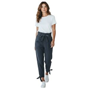 Reformation Women's High Rise Belted Tencel Paperbag Pants Black Size 2‎ Petite